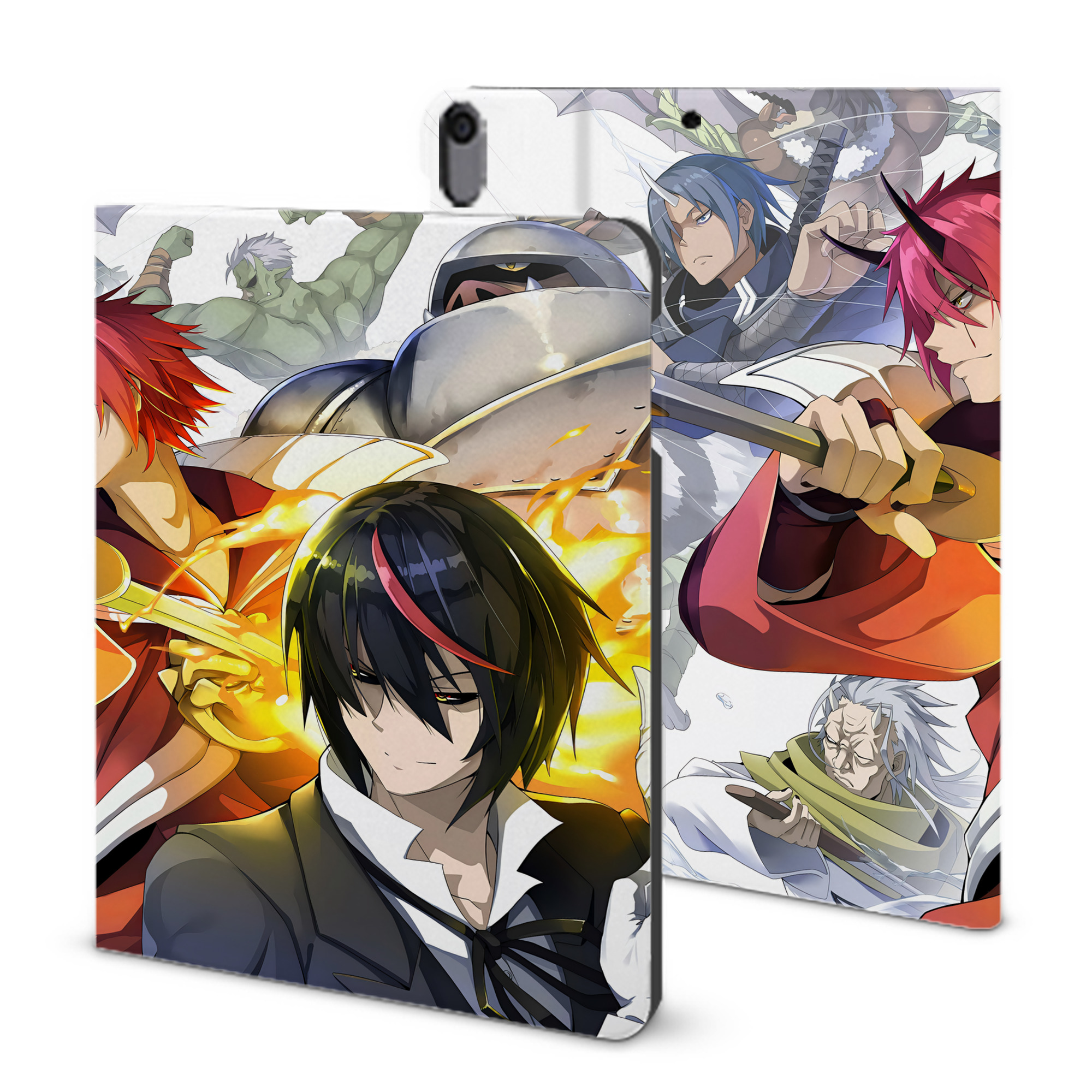 （画像用） 転スラ Regarding Reincarnated to Slime IPad ケース ブック型 PUレザー TPU 耐衝撃 軽量 薄型 ペン収納なし 全面保護 IPad 各モデル対応